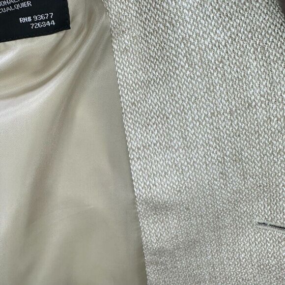 Towncraft Mens 44 R 100% Silk Beige Blazer Lined Herringbone Tan Sports Coat - Picture 11 of 15